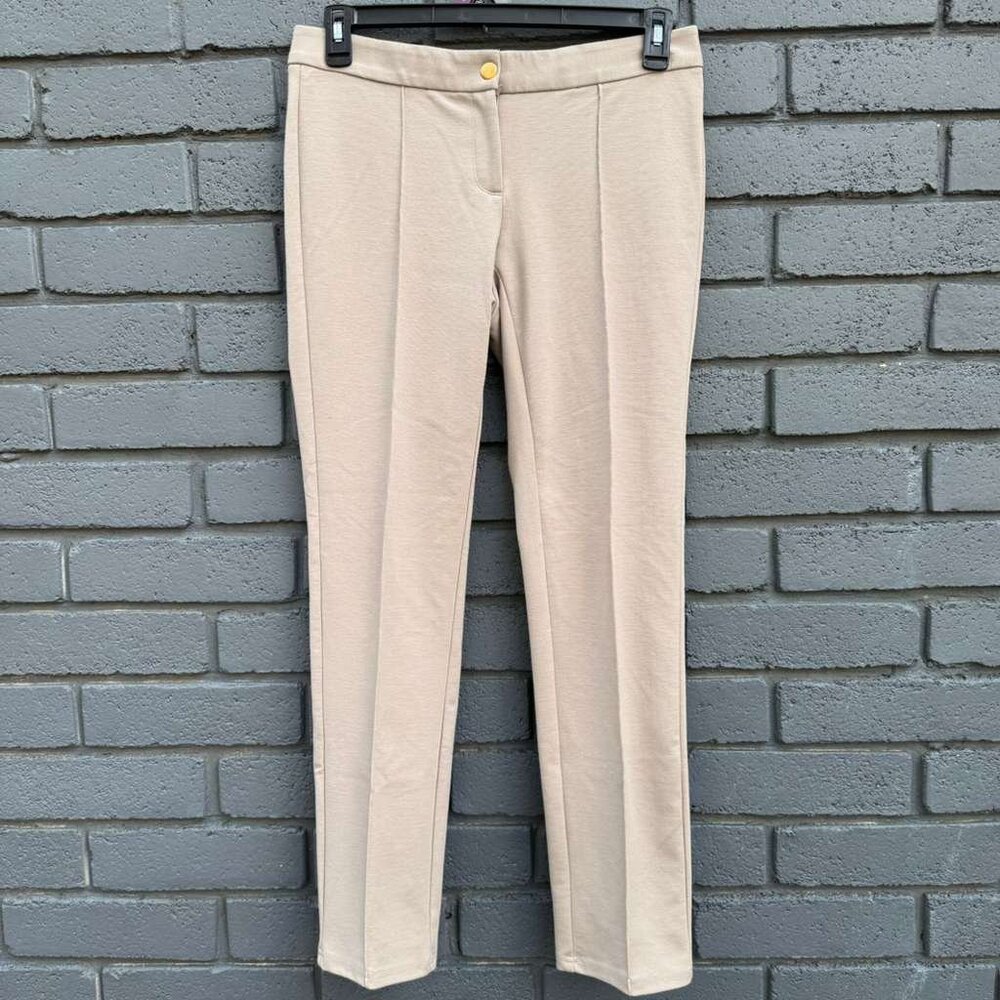 ALFANI Stretch Ponte Dress Pants Tapered  Leg Wms 8 Cream Business Casual Office